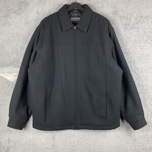 Aberdeen Collection Jacket Mens Large Black Wool Blend Zip Front Insulated Lined